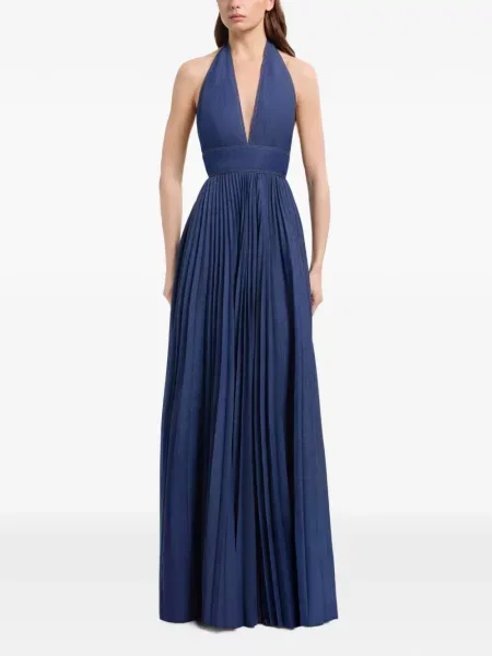 Дънкова рокля Elie Saab с халтер деколте синьо