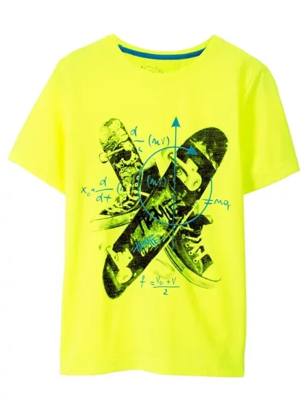 T-shirt z nadrukiem deskorolki żółta