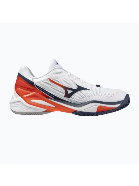 Încălțăminte de tenis pentru bărbați Mizuno Neo Ace CC white/insignia blue/orange alb