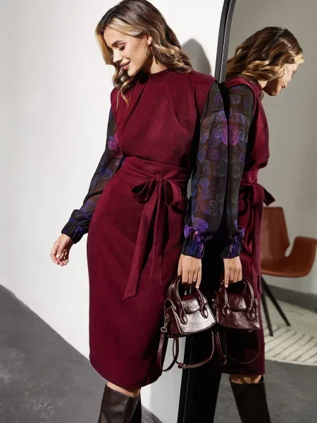 Замшева Сукня міді Dressa бордовий