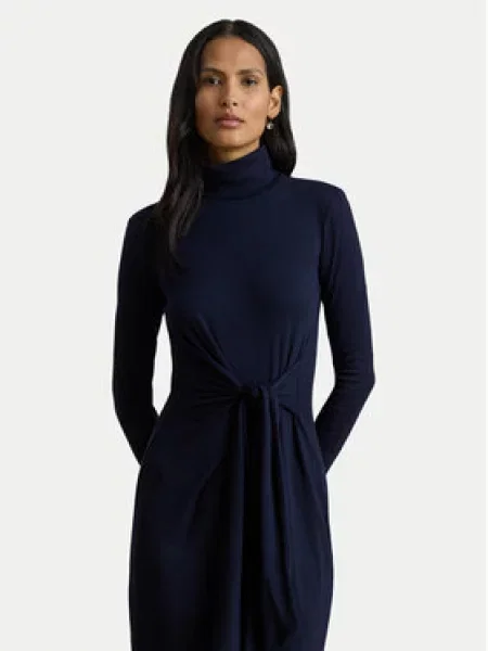 Dlhé oblekové maxi šaty Lauren Ralph Lauren s dlhými rukávmi modrá