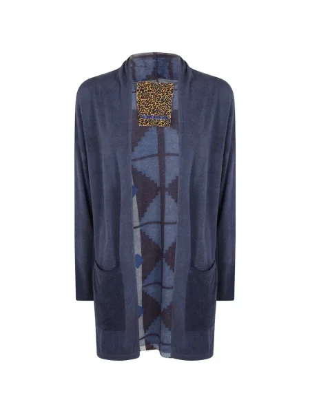 Cardigan In Bed With You cu imagine cu imprimeu geometric albastru