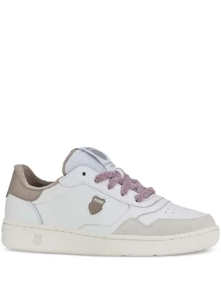 Sneakerși K-swiss cu șireturi din piele de căprioară alb