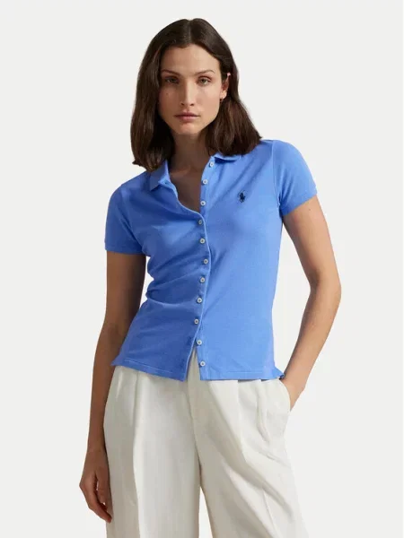 Koszulka polo z listwą guzikową Polo Ralph Lauren niebieska