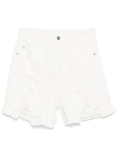 Pantaloni scurți Ermanno Scervino cu model floral din dantelă alb