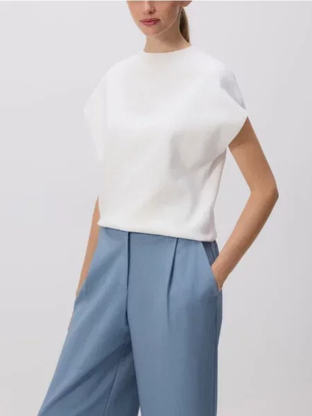 Reserved Блузка з коміром-стійкою кремовий 