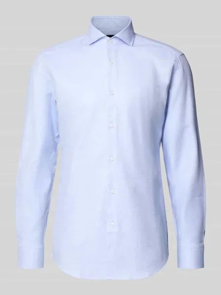 Koszula biznesowa o kroju slim fit z czystej bawełny Boss błękitna