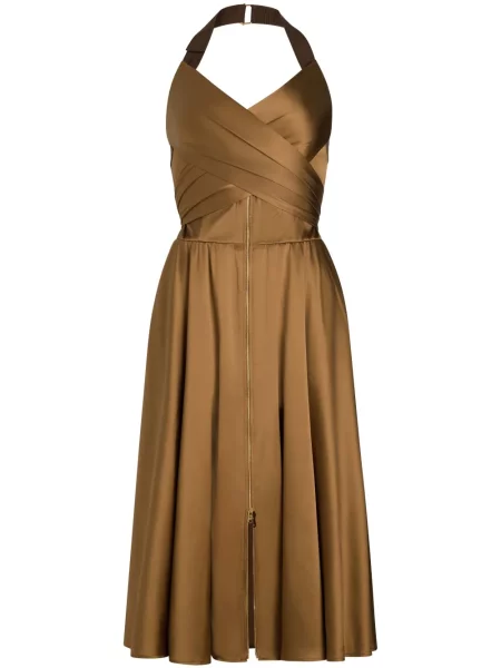 Rochie Patou cu gât halter de costum maro