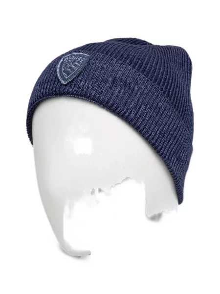 Dzianinowa czapka Blauer z logo niebieska