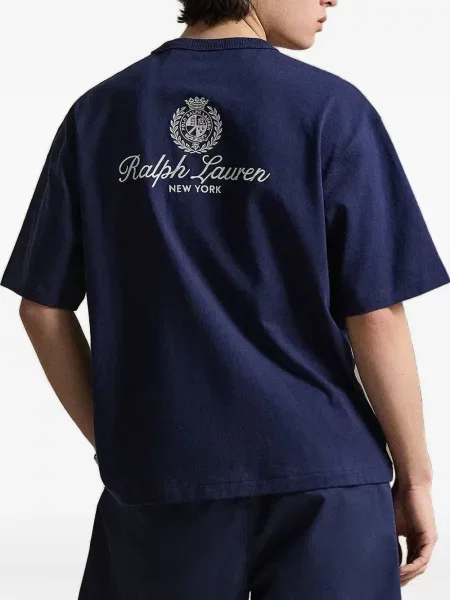 Tricou polo Polo Ralph Lauren cu imagine din canvas cu model paisley albastru