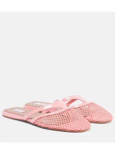 Usnjene lakirane mules Alaia roza