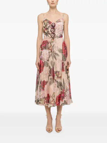 Rochie florală Nissa de mătase cu model floral