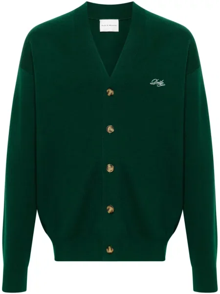 Cardigan Drole De Monsieur cu broderie tricotate verde