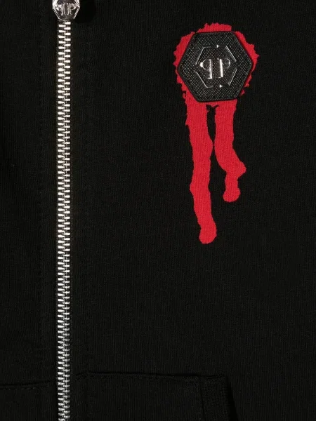 Dětska mikina s kapucí Philipp Plein černá