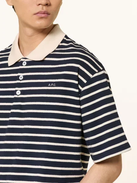 A.P.C. Jerseyové Polo Tričko tmavě / krémová modrá