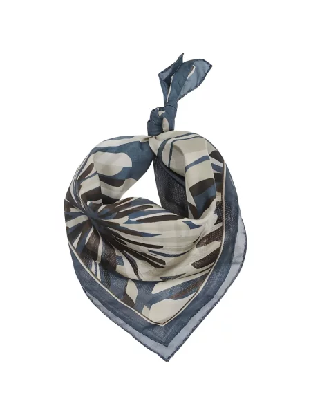 Fular Brunello Cucinelli cu model floral cu imagine albastru