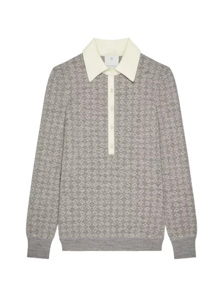 Tricou polo Givenchy din jacard gri