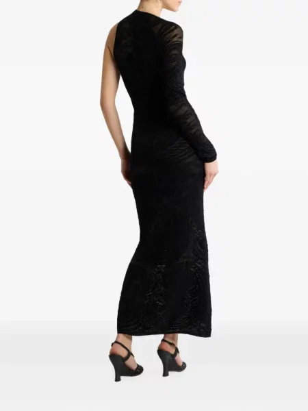 Lung rochie Etro cu model paisley din jacard negru