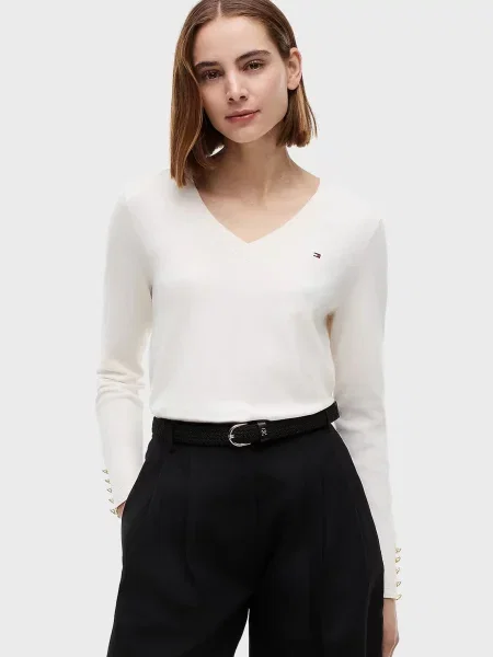 Светр Tommy Hilfiger з джерсі білий