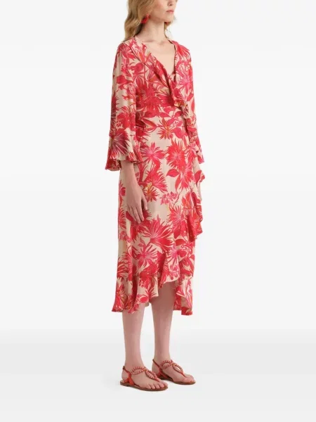 Rochie midi Maliparmi cu model floral roșu