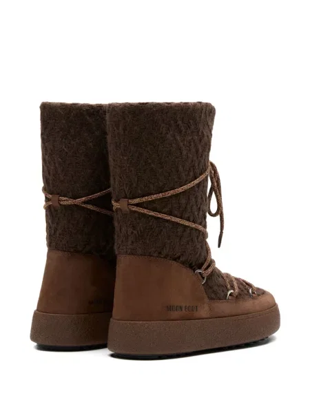 Botine Moon Boot cu șireturi tricotate maro