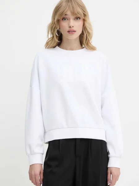 Armani Exchange bluză cu imprimeu alb