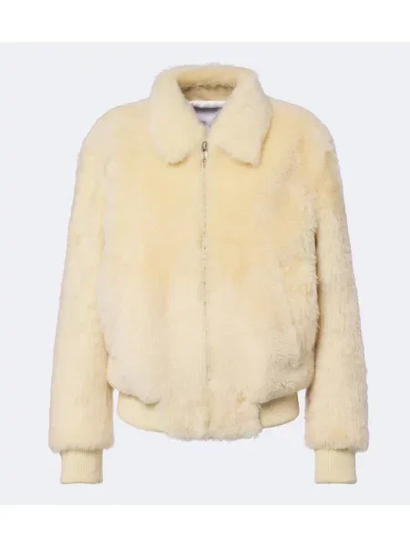 Geacă Bottega Veneta din piele de oaie bej