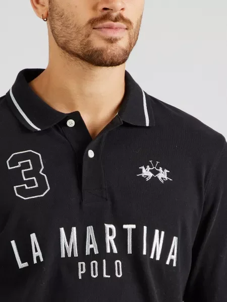 La Martina Tricou negru / murdar alb