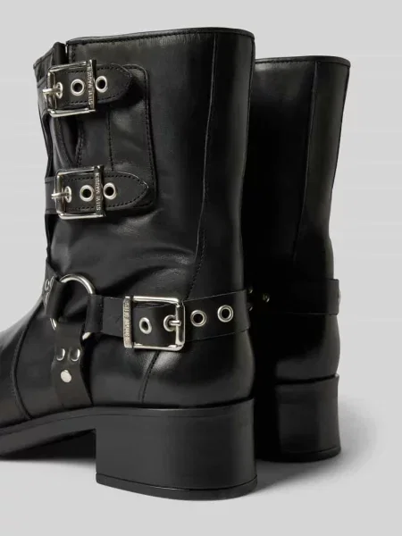Steve Madden botki skórzane Becase na płaskim czarny