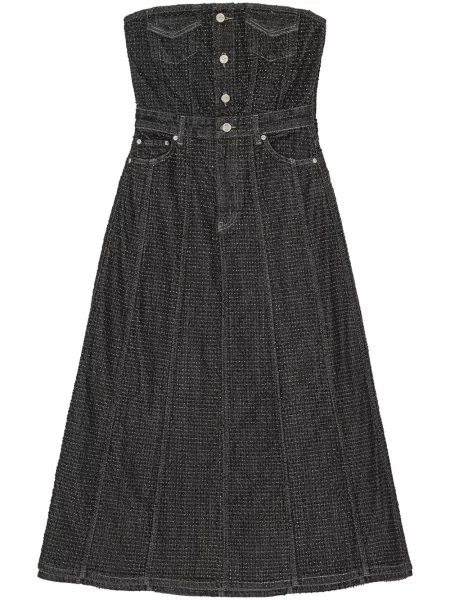 Sukienka jeansowa Ganni do kolan garniturowa czarna