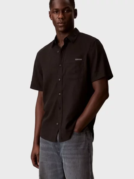 Лляна джинсова сорочка Calvin Klein Jeans чорна