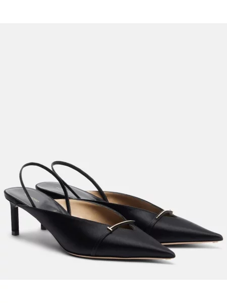 Pantofi cu toc Tom Ford din satin slingback negru
