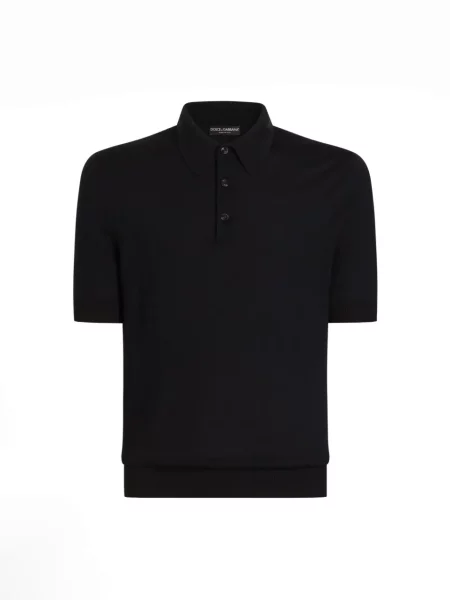 Tricou polo Dolce & Gabbana din cașmir albastru
