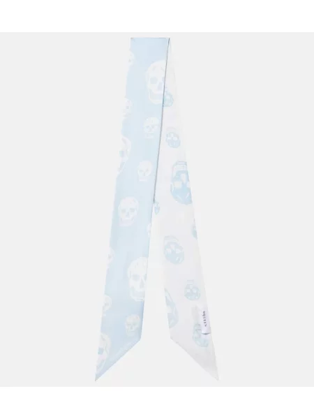 Fular Mcqueen de mătase cu imagine albastru