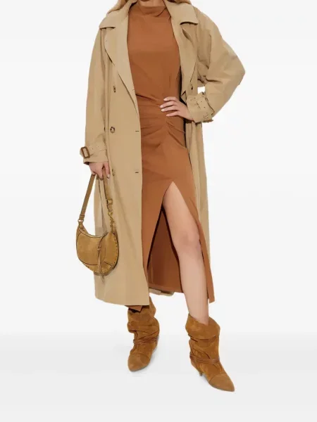 Rochie midi Isabel Marant drapată până la genunchi de costum maro