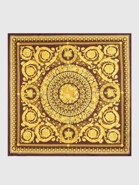 Хустка із шовку в принт Barocco Versace коричнева