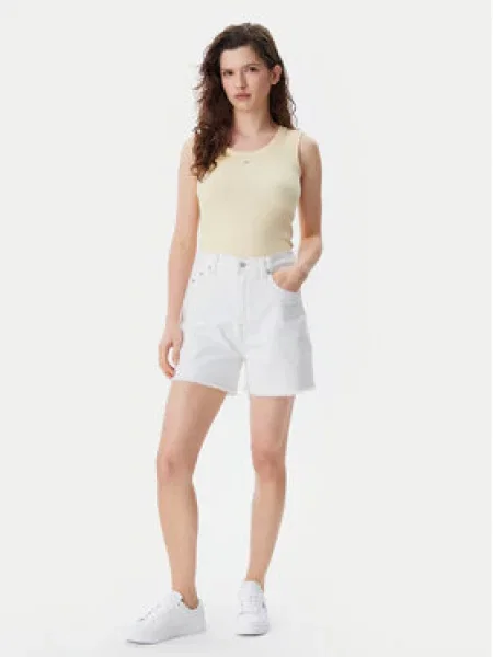 Tommy Jeans Džínové šortky Écru Mom Fit