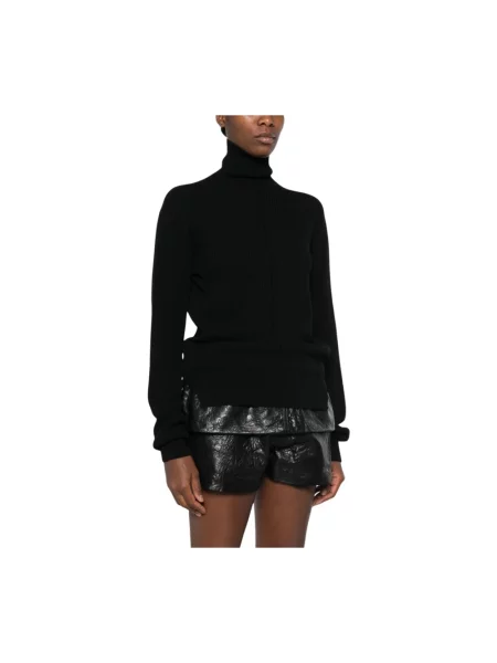 Sweter z golfem Rick Owens wełniany czarny