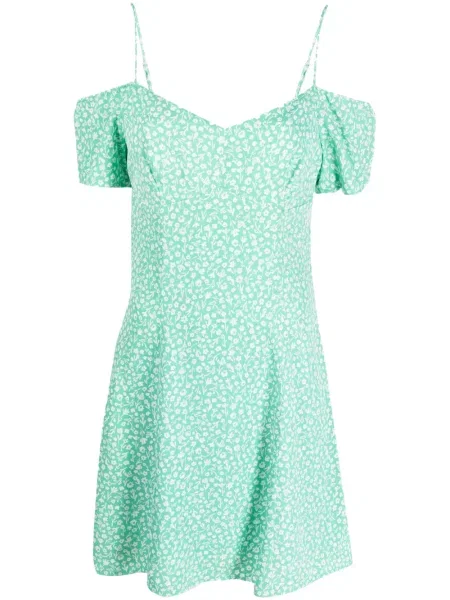 Sukienka jeansowa Calvin Klein Jeans w kwiatki z nadrukiem garniturowa zielona