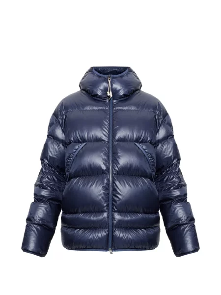 Geacă cu puf Moncler cu glugă albastru