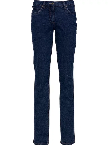 Jeansy ze stretchem straight mid waist niebieskie
