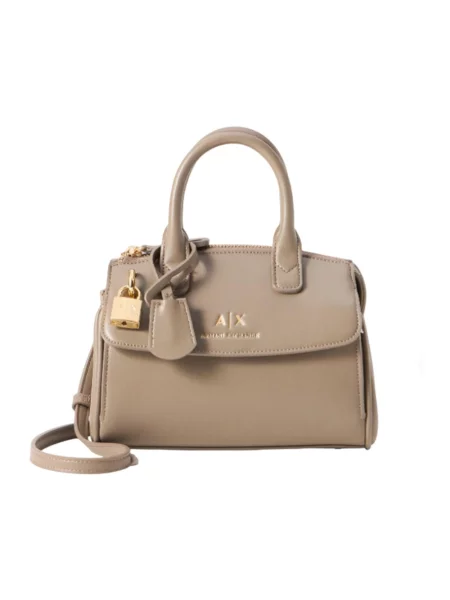 Torebka Armani Exchange skórzana beżowa