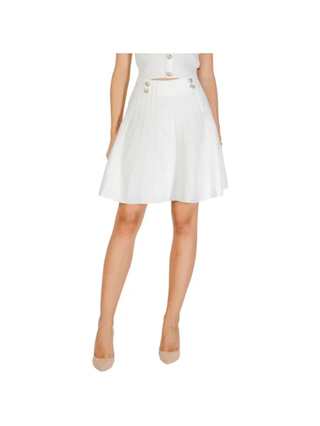Fusta plisata Guess plisată alb