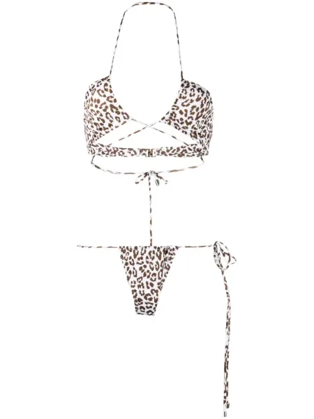 Costum de baie doua piese Manokhi cu imagine cu model leopard alb