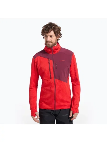 Мъжки термоактивен суитшърт La Sportiva Lucendro Thermal Hoody mountain red/redwood червено