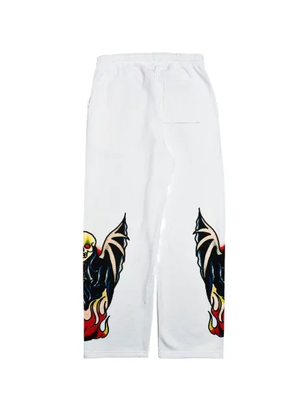 Stras pantaloni Ed Hardy alergare alb