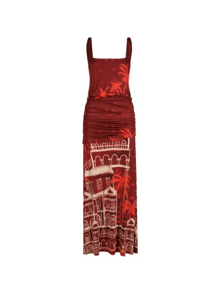 Rochie midi Johanna Ortiz până la genunchi de costum roșu
