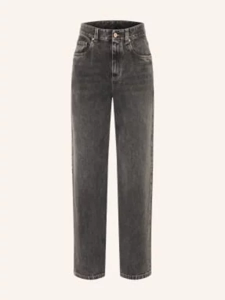 Brunello Cucinelli Rovné Džíny grey denim šedé