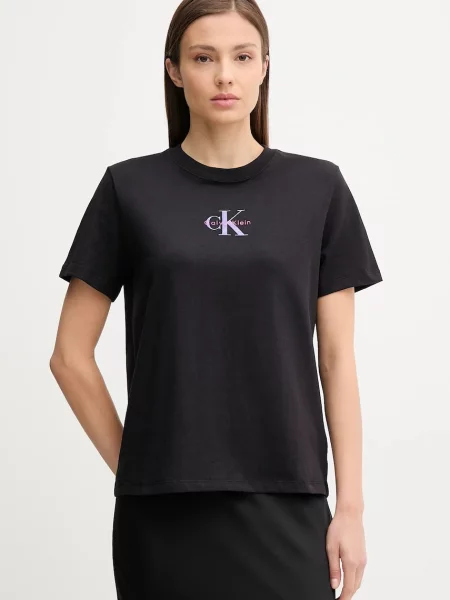 Тениска Calvin Klein Jeans дамска черно