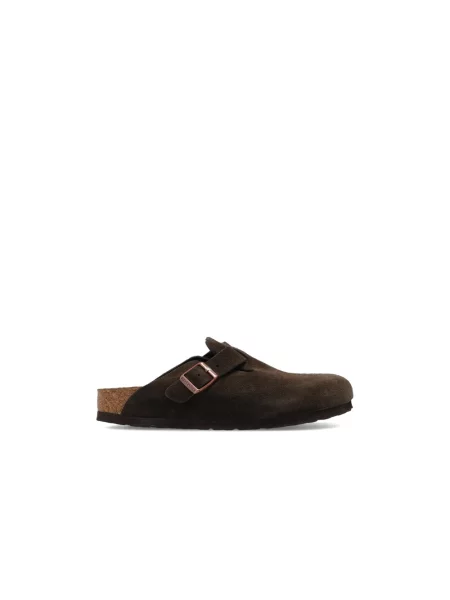 Klapki Birkenstock zamszowe brązowe